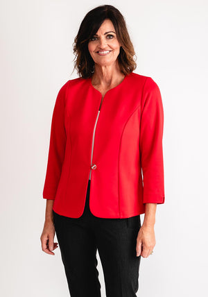 Yew Single Buttoned Short Jacket, Red