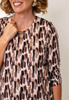 Yew Printed Cropped Sleeve Top, Brown