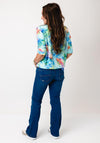 Yew Abstract Print Cropped Sleeve Top, Green Multi