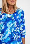 Leon Collection Banded Hem Print Top, Blue Multi