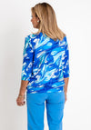 Leon Collection Banded Hem Print Top, Blue Multi