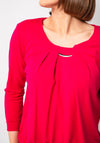 Yew Banded Hem Jersey Top, Cerise Pink