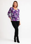Leon Collection Abstract Print Pleated Blouse, Purple and Green