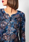 Yew Snake Print Button up Top, Blue