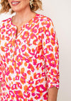 YEW Animal Print with Pocket Detail Top, Pink Multi