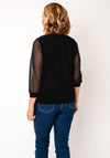 Yew Mesh Glitter Cowl Neck Top, Black