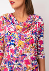 Yew Abstract Floral Print Cowl Neck Top, Multi-Coloured
