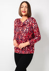 Yew Animal Print Cowl Neck Top, Red