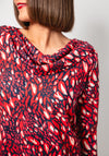 Yew Animal Print Cowl Neck Top, Red