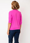 YEW Cowl Neck Cropped Sleeve Top, Magenta Pink