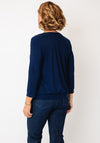 YEW Cowl Neck Cropped Sleeve Top, Navy