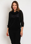 Leon Collection Cowl Neck Shimmer Blouse, Black