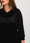 Leon Collection Cowl Neck Shimmer Blouse, Black