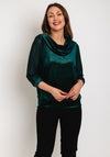 Leon Collection Cowl Neck Shimmer Blouse, Forest Green
