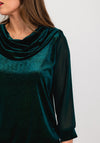 Leon Collection Cowl Neck Shimmer Blouse, Forest Green