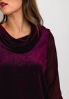 Leon Collection Cowl Neck Shimmer Blouse, Mulberry