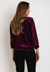 Leon Collection Cowl Neck Shimmer Blouse, Mulberry