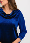 Leon Collection Cowl Neck Shimmer Blouse, Royal Blue