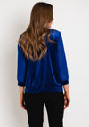 Leon Collection Cowl Neck Shimmer Blouse, Royal Blue