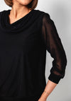 Yew Chiffon Cowl Neck Patterned Top, Black