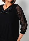 Yew Mesh Sparkle Cowl Neck Top, Black