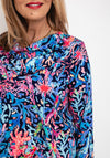 Leon Collection Abstract Cowl Neck Top, Navy Print