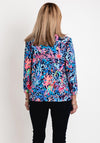 Leon Collection Abstract Cowl Neck Top, Navy Print