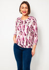 Yew Abstract Printed Cowl Neck Top, Purple Multi