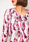 Yew Abstract Printed Cowl Neck Top, Purple Multi