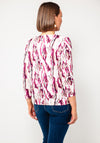 Yew Abstract Printed Cowl Neck Top, Purple Multi