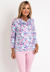 Leon Collection Cowl Neck Floral Print Top, Multi
