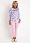 Leon Collection Cowl Neck Floral Print Top, Multi