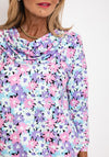 Leon Collection Cowl Neck Floral Print Top, Multi