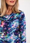 Leon Collection Floral Cowl Neck Top, Multi