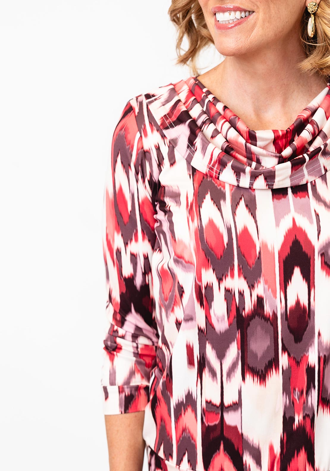 YEW Abstract Print Cowl Neck Top, Multi