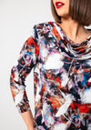 Yew Abstract Cowl Neck Top, Multi