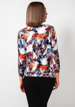 Yew Abstract Cowl Neck Top, Multi
