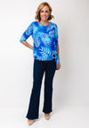 Yew Botanical Print Tie Trim Top, Blue