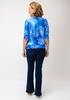 Yew Botanical Print Tie Trim Top, Blue