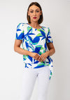Yew Leaf Print with Tie Trim Top, Blue & Green