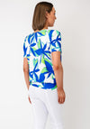 Yew Leaf Print with Tie Trim Top, Blue & Green