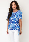 YEW Round Neck Floral Print T-Shirt, Blue
