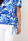 YEW Round Neck Floral Print T-Shirt, Blue