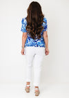 YEW Round Neck Floral Print T-Shirt, Blue