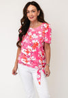 YEW Floral Print with Tie Detail Top, Pink Multi