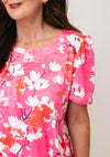 YEW Floral Print with Tie Detail Top, Pink Multi