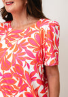 YEW Floral Print with Tie Detail Top, Pink and Orange