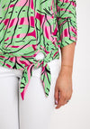Leon Collection Tie Hem Print Top, Apple Green & Pink