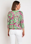 Leon Collection Tie Hem Print Top, Apple Green & Pink