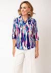 Yew Printed Half Button Printed Jersey Blouse, Multi